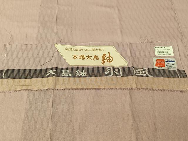 平和屋着物▽道中着 本場大島紬 スリーシーズン 春夏秋 塵除け 薄柿色 反端付き 正絹 逸品 AABG7048jh