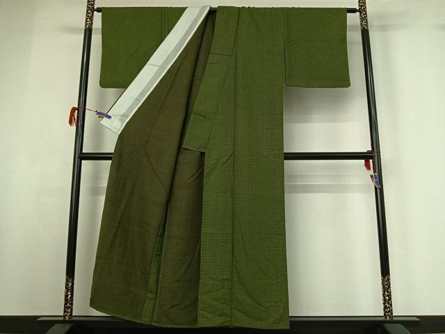 平和屋着物▽上質な紬 単衣 格子 正絹 逸品 AABG7050jh