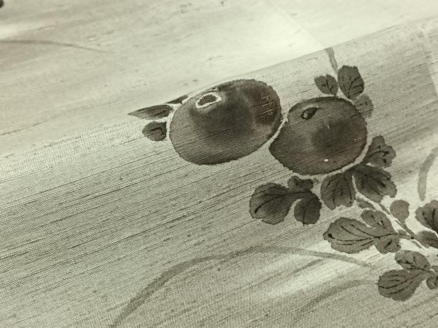 平和屋着物▽訪問着 単衣 紬地 草花文 暈し染め 金彩 正絹 逸品 AABG7069jh