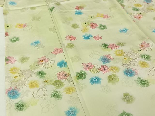 平和屋着物▽上質な小紋 単衣 舞花文 暈し染め 金糸 正絹 逸品 AABG7076jh