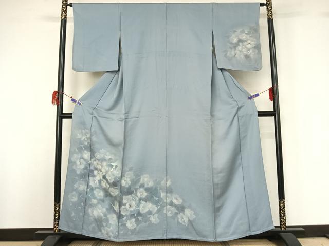 平和屋着物▽訪問着 単衣 手描き 草花文 暈し染め 正絹 逸品 AABG7079jh