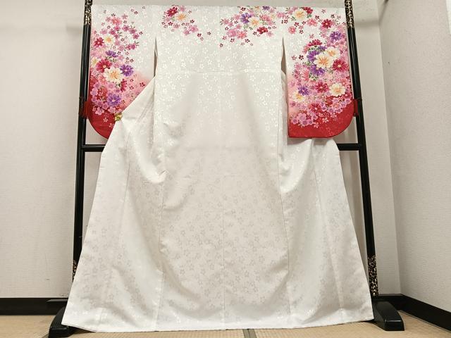 平和屋着物●小振袖 二尺袖 舞花文 暈し染め 金彩 洗える着物 AABG7083ph