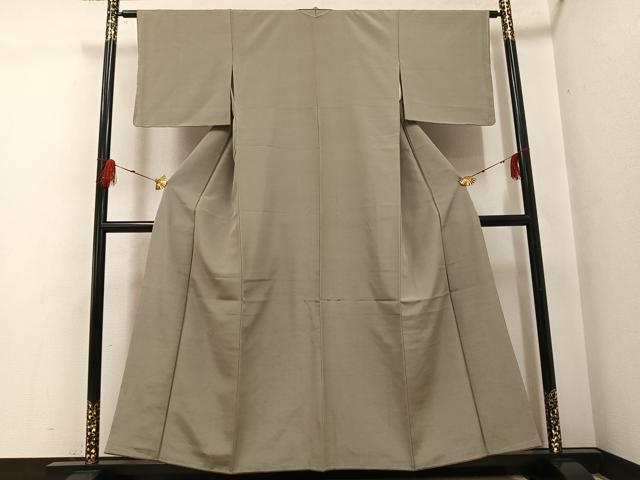 平和屋着物●上質な紬 色無地 利休白茶色 正絹 逸品 未使用 AABG7090ph