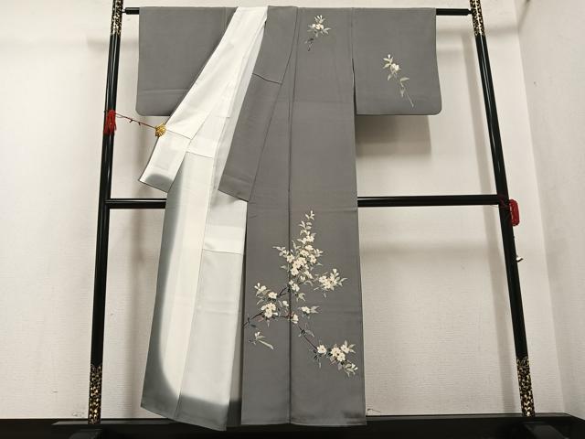 平和屋着物●本加賀友禅作家 南克治 訪問着 枝花文 正絹 逸品 AABG7099ph