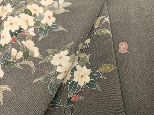 平和屋着物●本加賀友禅作家 南克治 訪問着 枝花文 正絹 逸品 AABG7099ph