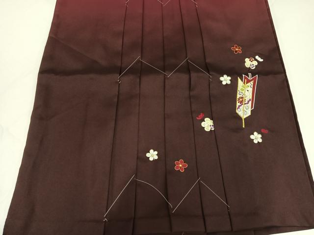 平和屋着物●女性 行灯袴 刺繍 矢羽根花文 暈し染め 金糸 洗える着物 未使用 AABG7113ph