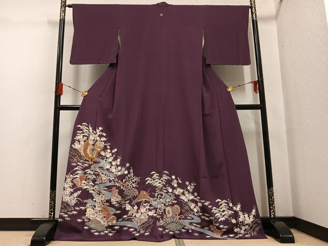 平和屋着物●豪華色留袖 友禅 駒刺繍 松竹梅楽器文 金彩 正絹 逸品 AABG7119ph