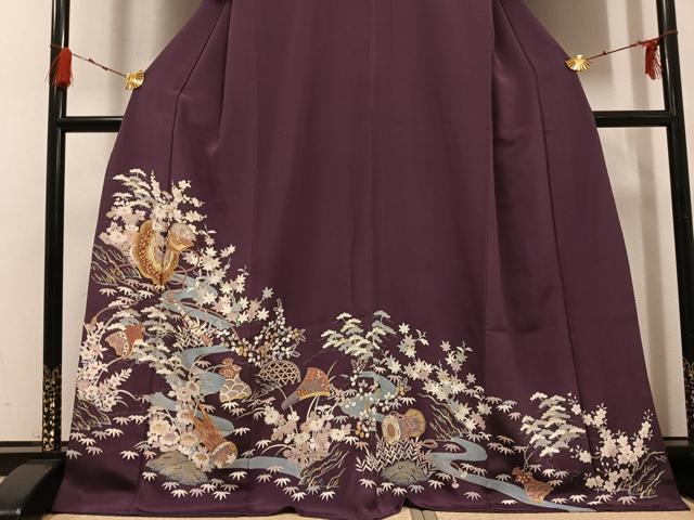 平和屋着物●豪華色留袖 友禅 駒刺繍 松竹梅楽器文 金彩 正絹 逸品 AABG7119ph