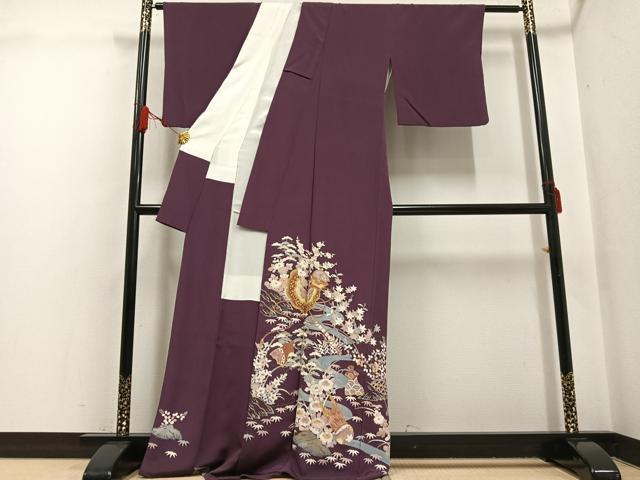 平和屋着物●豪華色留袖 友禅 駒刺繍 松竹梅楽器文 金彩 正絹 逸品 AABG7119ph