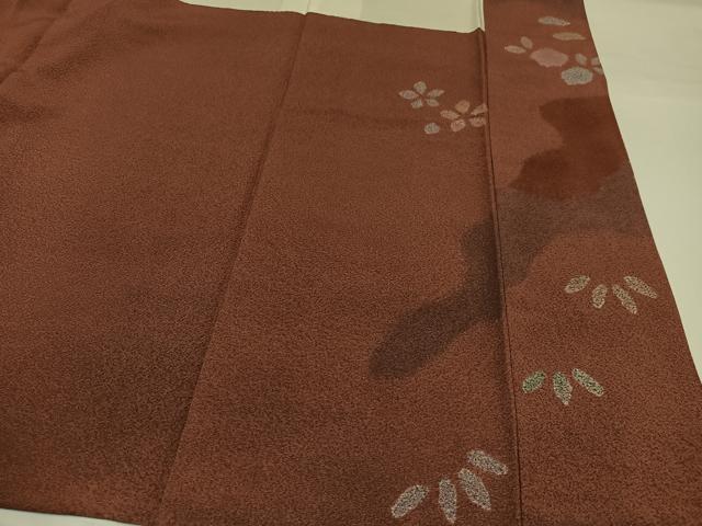 平和屋着物●訪問着 草花文 栗皮茶色 金彩 正絹 逸品 AABG7125ph