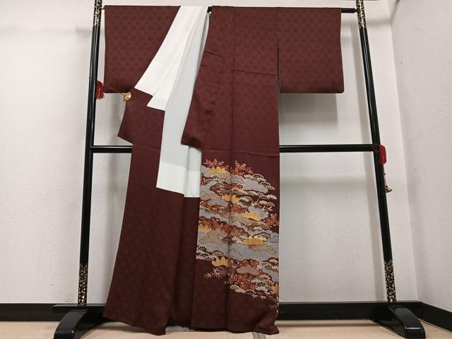 平和屋着物●豪華色留袖 駒刺繍 松竹梅 金彩 反端付き 正絹 逸品 AABG7127ph