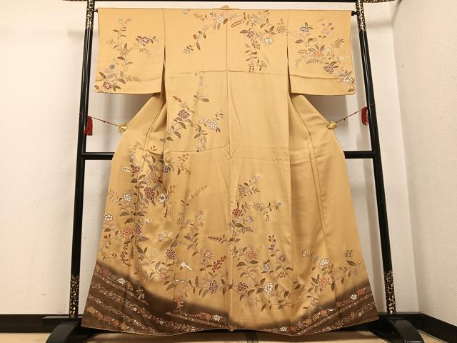平和屋着物●訪問着 枝花文 暈し染め 金彩 正絹 逸品 AABG7131ph