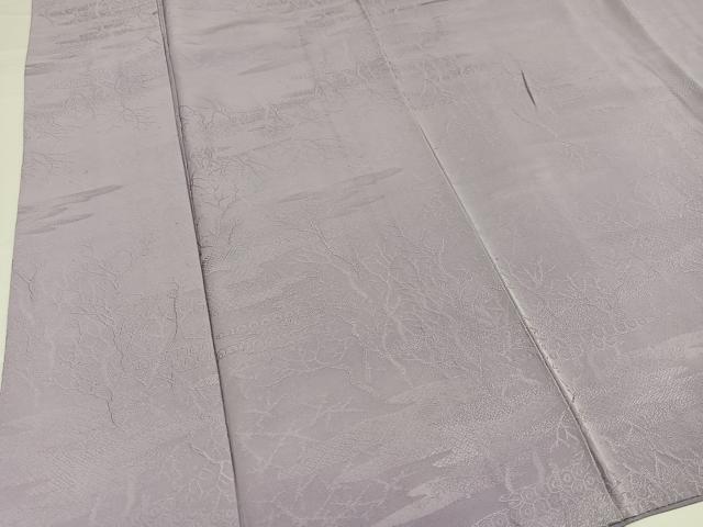 平和屋着物●上質な色無地 草木地紋 薄梅鼠色 正絹 逸品 AABG7132ph