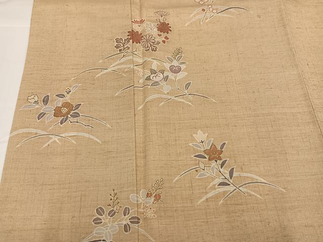 平和屋着物●訪問着 友禅 紬地 草花文 金彩 正絹 逸品 AABG7138ph