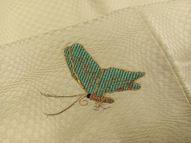 平和屋着物●訪問着 駒刺繍 舞蝶文 金銀糸 正絹 逸品 AABG7142ph