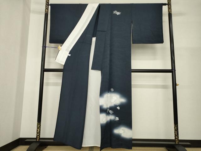 平和屋着物▽訪問着 単衣 薔薇 ラメ 暈し染め 銀彩 正絹 逸品 AABG7205ck