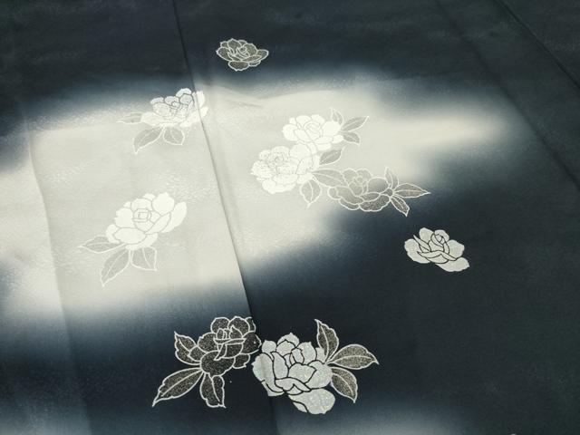 平和屋着物▽訪問着 単衣 薔薇 ラメ 暈し染め 銀彩 正絹 逸品 AABG7205ck