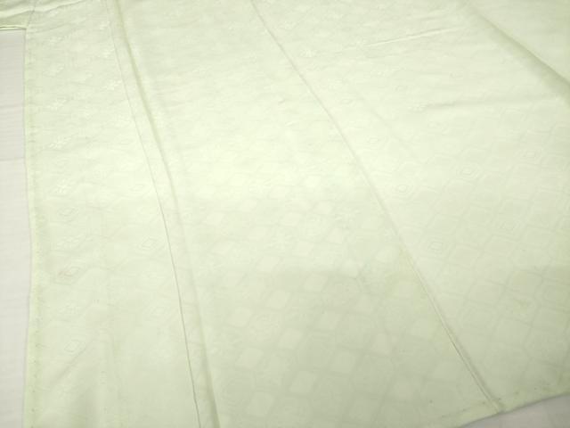 平和屋着物▽上質な色無地 単衣 亀甲花地紋 柳鼠色 正絹 逸品 AABG7206ck