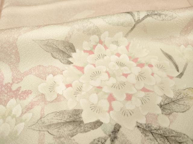 平和屋着物▽訪問着 単衣 枝花文 正絹 逸品 AABG7216ck