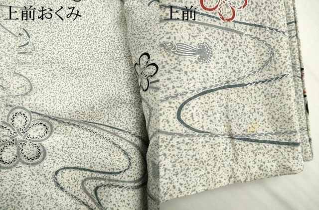 平和屋着物▽中西進 小紋 単衣 流水花文 銀彩 正絹 逸品 AABG7223ck