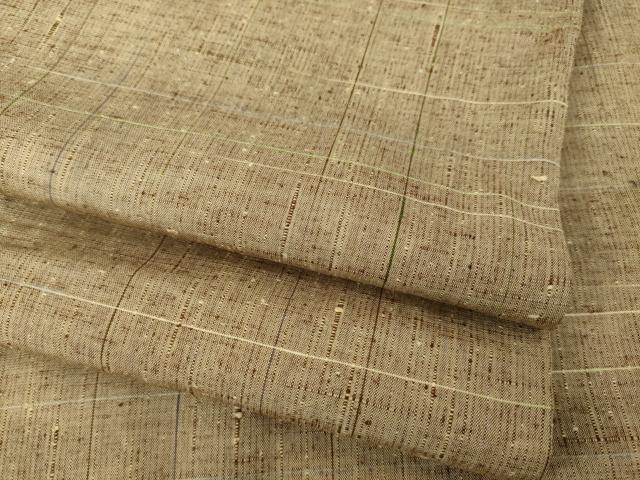 平和屋着物▽上質な紬 単衣 変わり格子 正絹 逸品 AABG7224ck