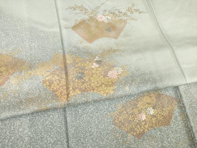 平和屋着物▽訪問着 単衣 地紙花文 暈し染め 金彩 正絹 逸品 AABG7228ck