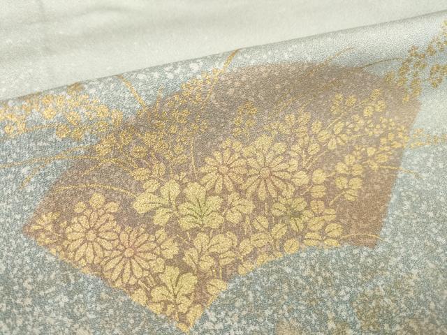 平和屋着物▽訪問着 単衣 地紙花文 暈し染め 金彩 正絹 逸品 AABG7228ck