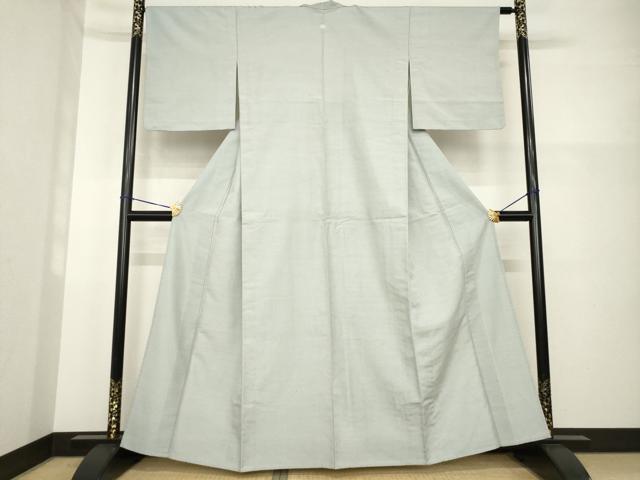 平和屋着物▽上質な紬 単衣 色無地 素鼠色 正絹 逸品 AABG7232ck