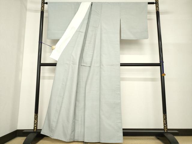 平和屋着物▽上質な紬 単衣 色無地 素鼠色 正絹 逸品 AABG7232ck