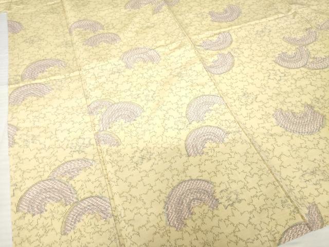 平和屋着物▽上質な紬 単衣 花尽くし片輪車文 正絹 逸品 AABG7234ck