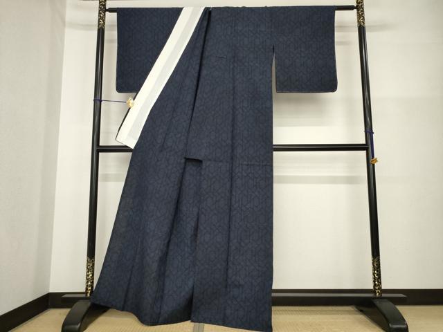平和屋着物▽結城紬 単衣 亀甲文 正絹 逸品 AABG7235ck