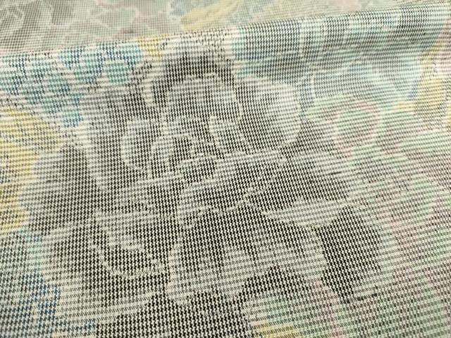 平和屋着物▽上質な紬 単衣 花尽くし 正絹 逸品 AABG7245ck