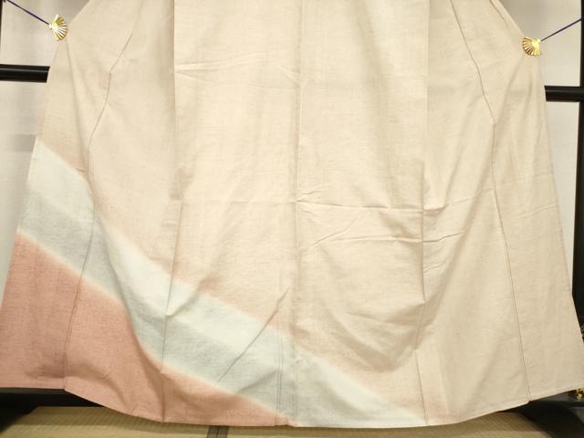平和屋着物▽訪問着 単衣 紬地 霞文 暈し染め 正絹 逸品 AABG7246ck