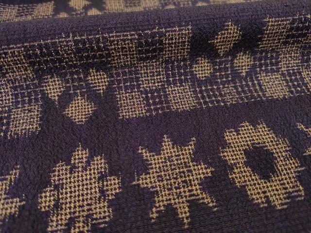 平和屋着物▽本塩沢 単衣 横段花文 正絹 逸品 AABG7250ck