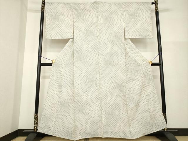 平和屋着物▽上質な小紋 単衣 麻の葉文様 正絹 逸品 AABG7256ck