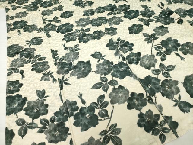 平和屋着物▽上質な小紋 単衣 枝花文 正絹 逸品 AABG7258ck