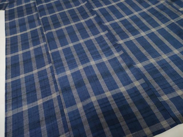 平和屋着物▽上質な紬 単衣 格子 正絹 逸品 AABG7261ck