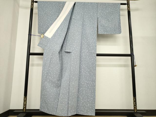 平和屋着物▽上質な小紋 単衣 紬地 大小あられ 正絹 逸品 AABG7262ck