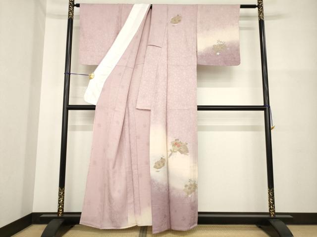 平和屋着物▽訪問着 単衣 中国三大刺繍 スワトウ刺繍 汕頭刺繍 地紙鳳凰花文 暈し染め 金糸 正絹 逸品 AABG7265ck