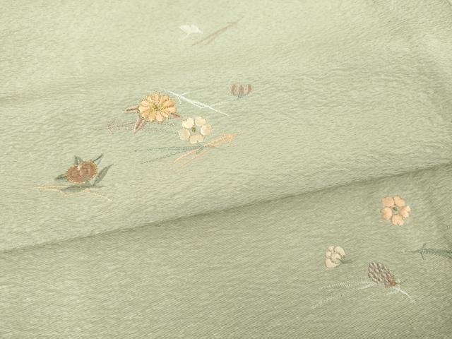 平和屋着物▽豪華色留袖 単衣 総刺繍 舞花文 金糸 正絹 逸品 AABG7273ck