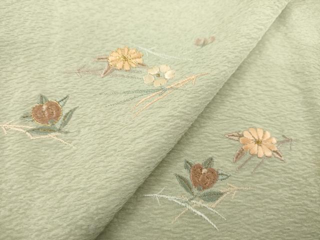 平和屋着物▽豪華色留袖 単衣 総刺繍 舞花文 金糸 正絹 逸品 AABG7273ck