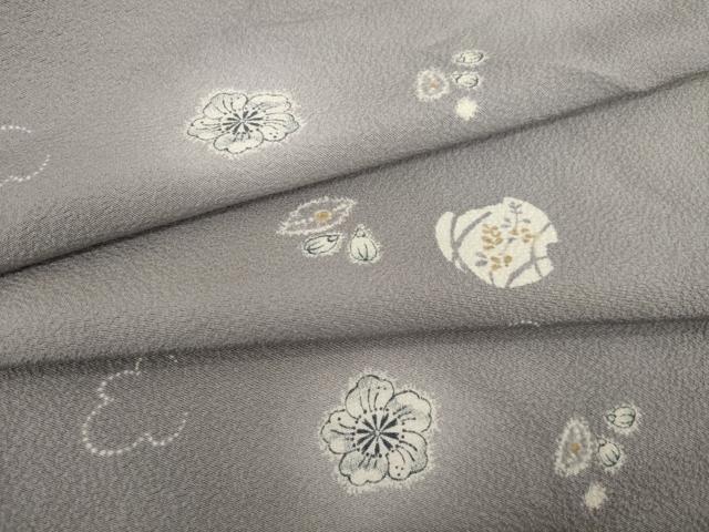 平和屋着物▽上質な小紋 単衣 辻が花 舞花丸文 正絹 逸品 AABG7279ck
