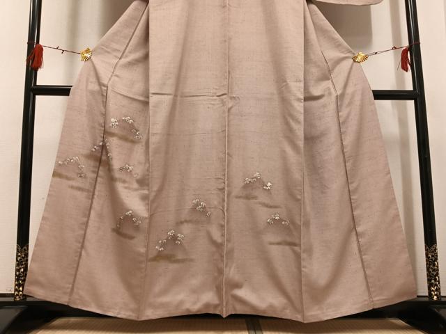 平和屋着物●訪問着 紬地 樹林文 暈し染め 金彩 正絹 逸品 AABG7284ph