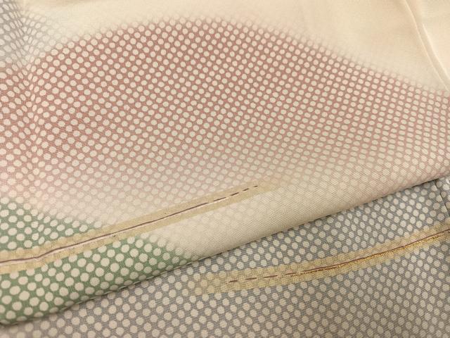 平和屋着物●訪問着 刺繍 遠山文 暈し染め 金糸 ロング丈 正絹 逸品 未使用 AABG7285ph