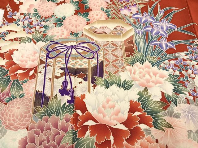 平和屋着物●豪華振袖 貝桶花文 暈し染め 金彩 正絹 逸品 AABG7287ph