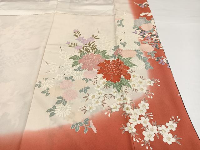 平和屋着物●豪華振袖 貝桶花文 暈し染め 金彩 正絹 逸品 AABG7287ph