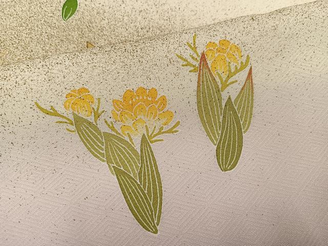 平和屋着物●訪問着 友禅 草花文 暈し染め 金彩 正絹 逸品 AABG7302ph