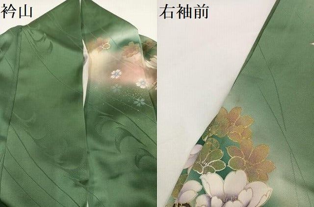 平和屋着物●豪華振袖 花鳥文 暈し染め 金銀彩 鈴乃屋扱い 正絹 逸品 AABG7305ph