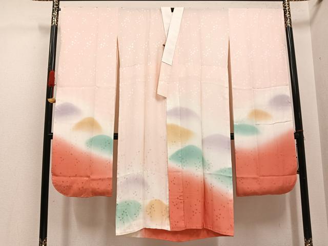平和屋着物●振袖用長襦袢 無双仕立て 遠山 桜花弁地紋 正絹 逸品 AABG7306ph
