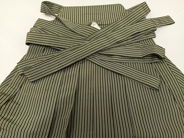 平和屋着物●男性 馬乗り袴 縞 正絹 逸品 AABG7309ph
